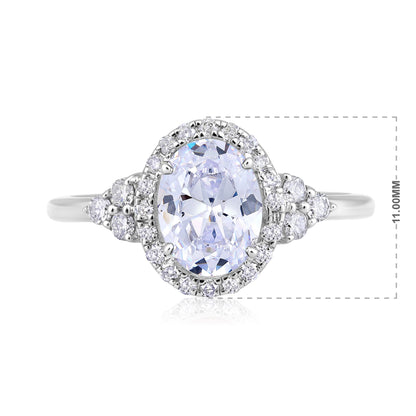 Solid Gold 2.4ct Natural Diamond w/ Cubic Zirconia April Oval Ring