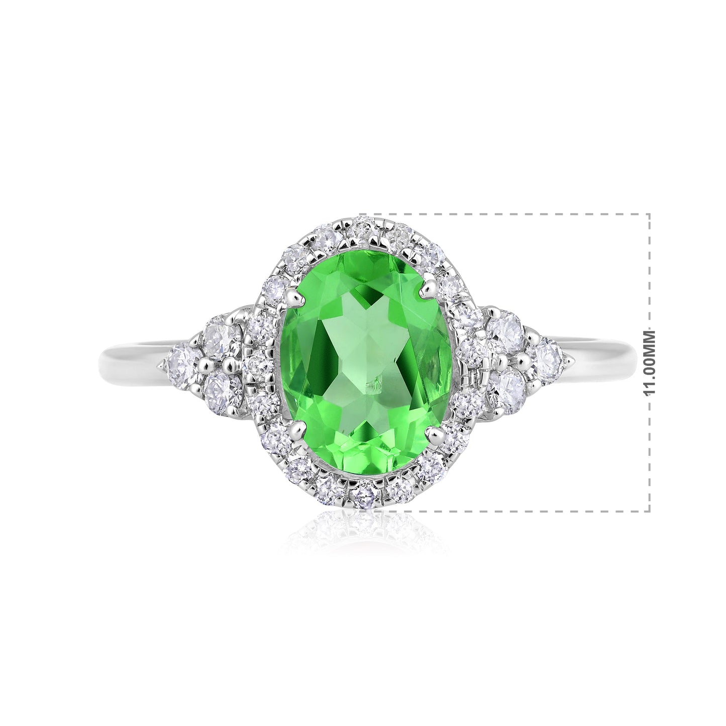 Solid Gold 1.3ct Natural Diamond w/ Peridot August Oval Ring