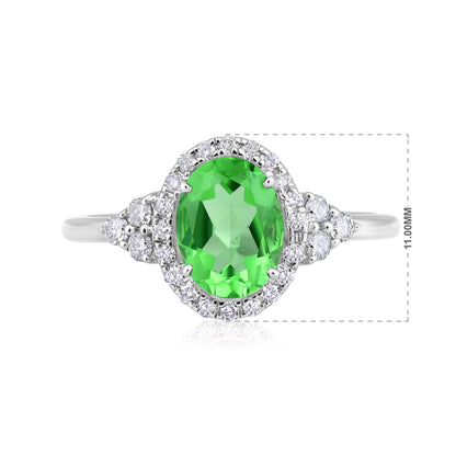 Solid Gold 1.3ct Natural Diamond w/ Peridot August Oval Ring