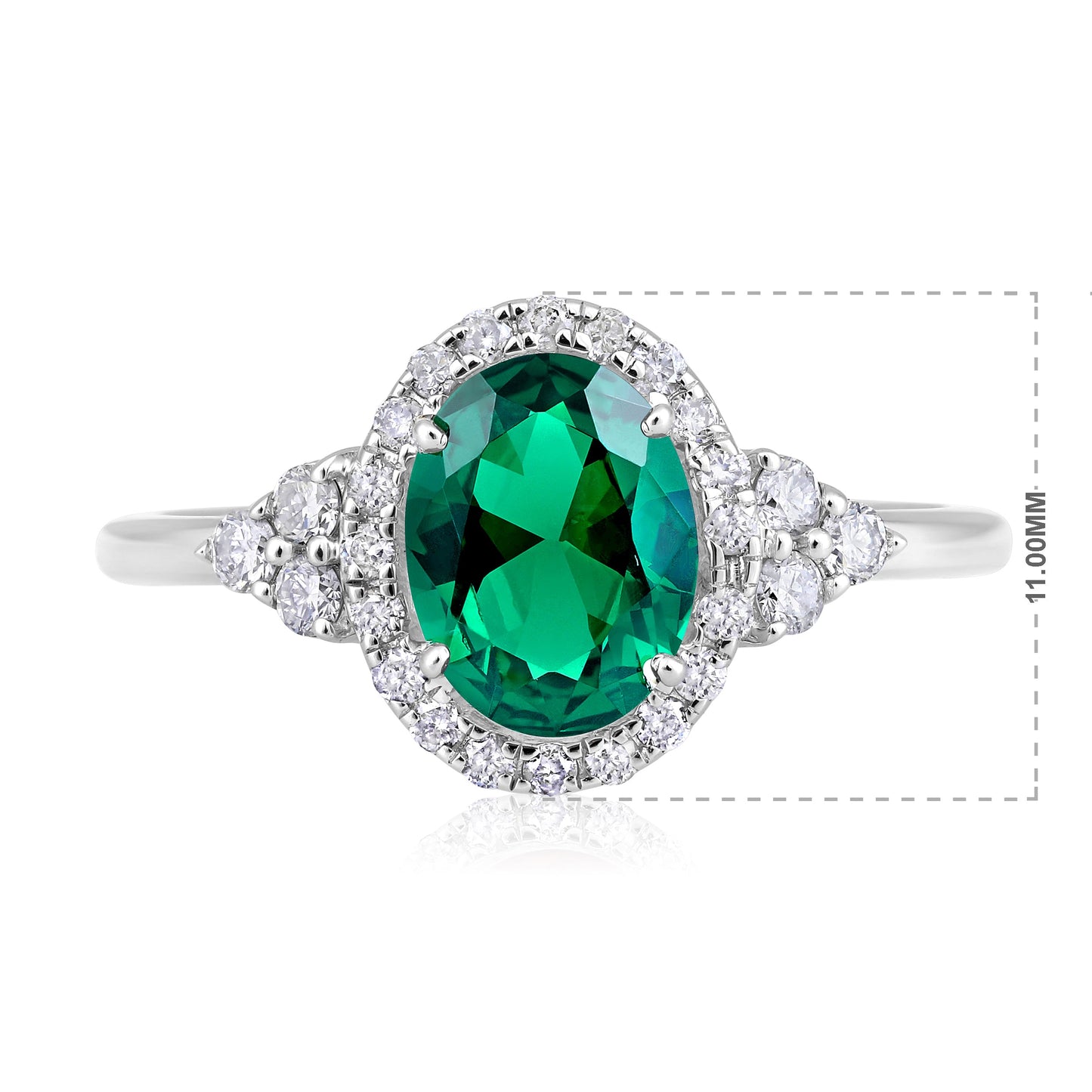 Solid Gold 1.35ct Natural Diamond w/ Emerald Oval Ring