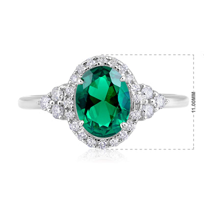 Solid Gold 1.35ct Natural Diamond w/ Emerald Oval Ring