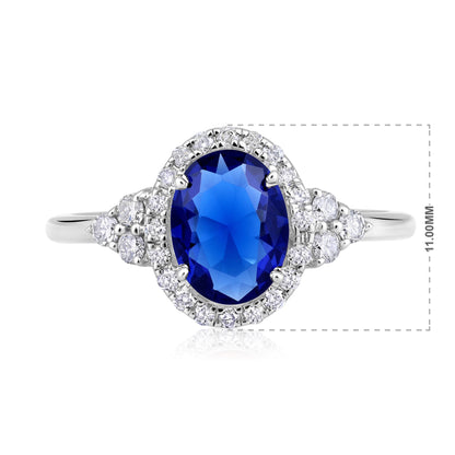 Solid Gold 1.34ct Natural Diamond w/ Sapphire Oval Ring