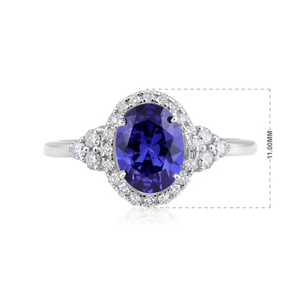 Solid Gold 2.25ct Natural Diamond w/ Tanzanite Oval Ring