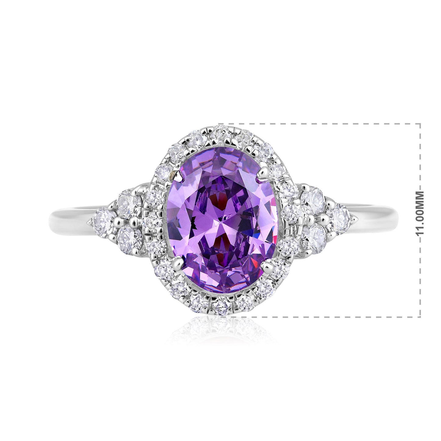 Solid Gold 2.2ct Natural Diamond w/ Amethyst Oval Ring