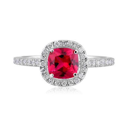 Solid Gold 1.45ct Natural Diamond w/ Ruby Cushion Ring