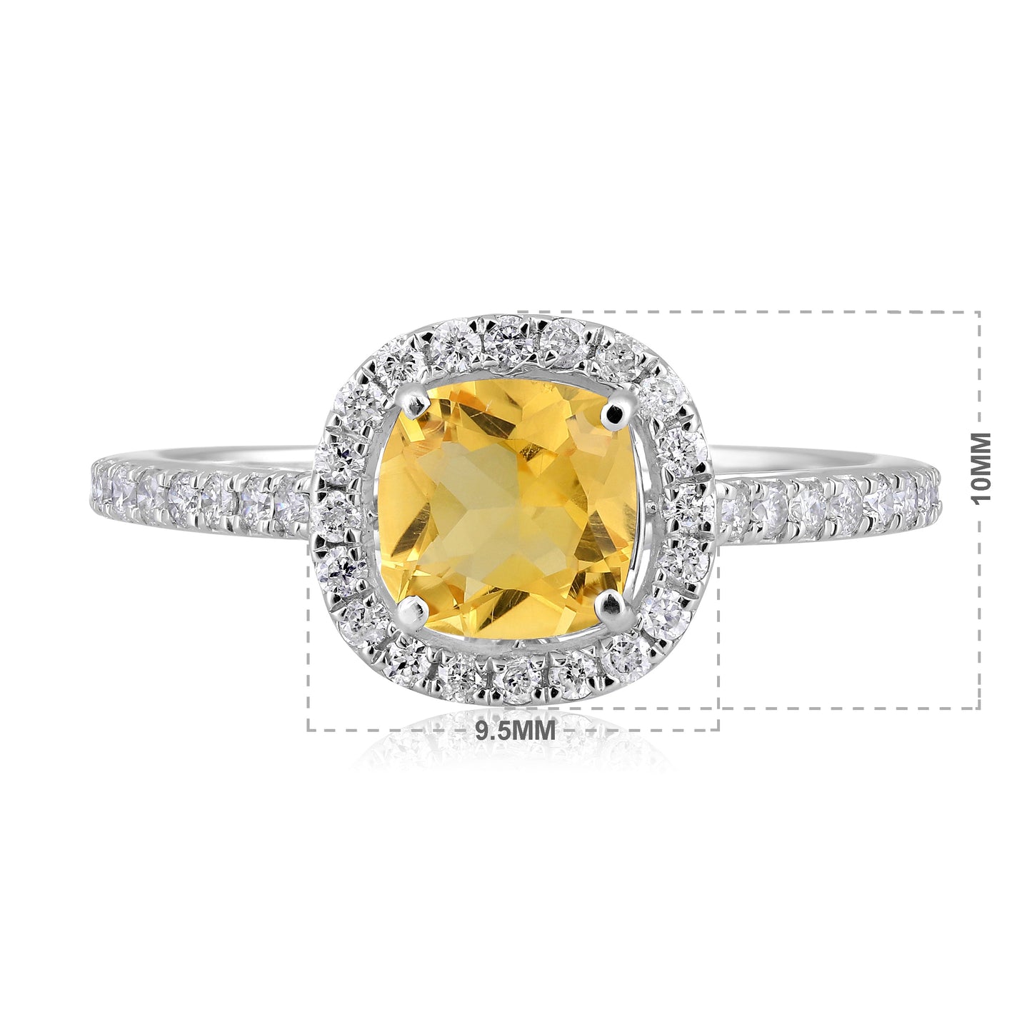 Solid Gold 1.3ct Natural Diamond w/ Citrine Cushion Ring