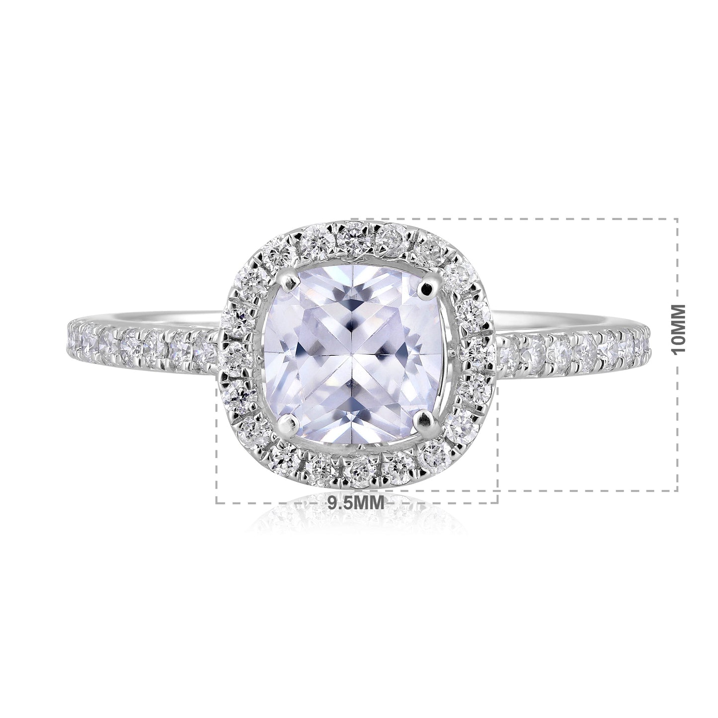 Solid Gold 2.2ct Natural Diamond w/ Cubic Zirconia April Cushion Ring