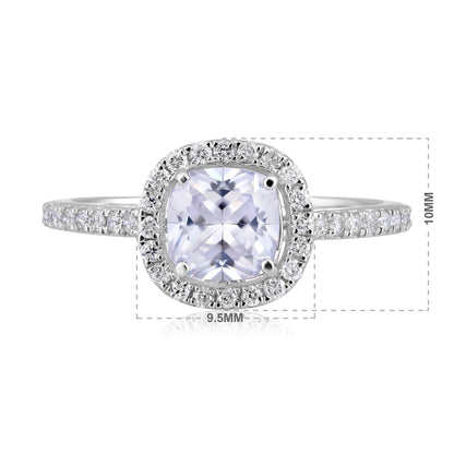 Solid Gold 2.2ct Natural Diamond w/ Cubic Zirconia April Cushion Ring