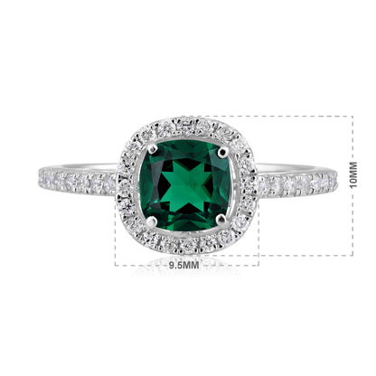 Solid Gold 1.5ct Natural Diamond w/ Emerald Cushion Ring