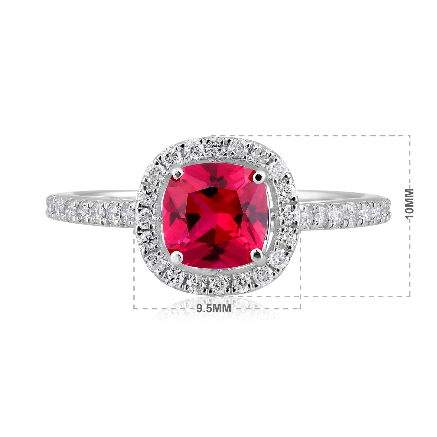 Solid Gold 1.45ct Natural Diamond w/ Ruby Cushion Ring