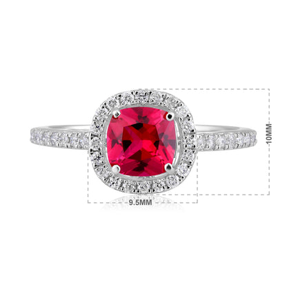 Solid Gold 1.45ct Natural Diamond w/ Ruby Cushion Ring