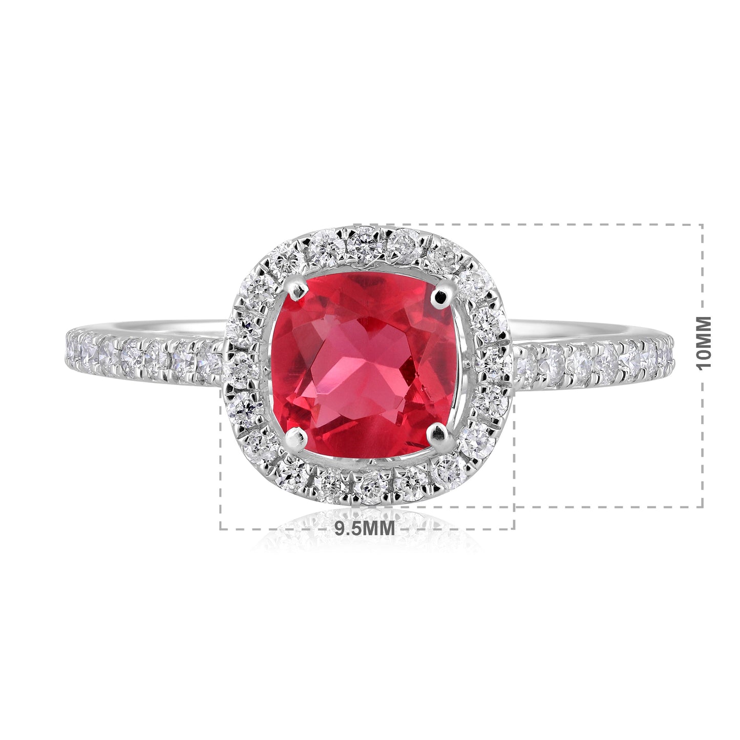 Solid Gold 1ct Natural Diamond w/ Tourmaline Cushion Ring