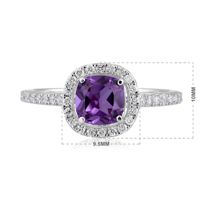 Solid Gold 1.7ct Natural Diamond w/ Alexandrite Cushion Ring