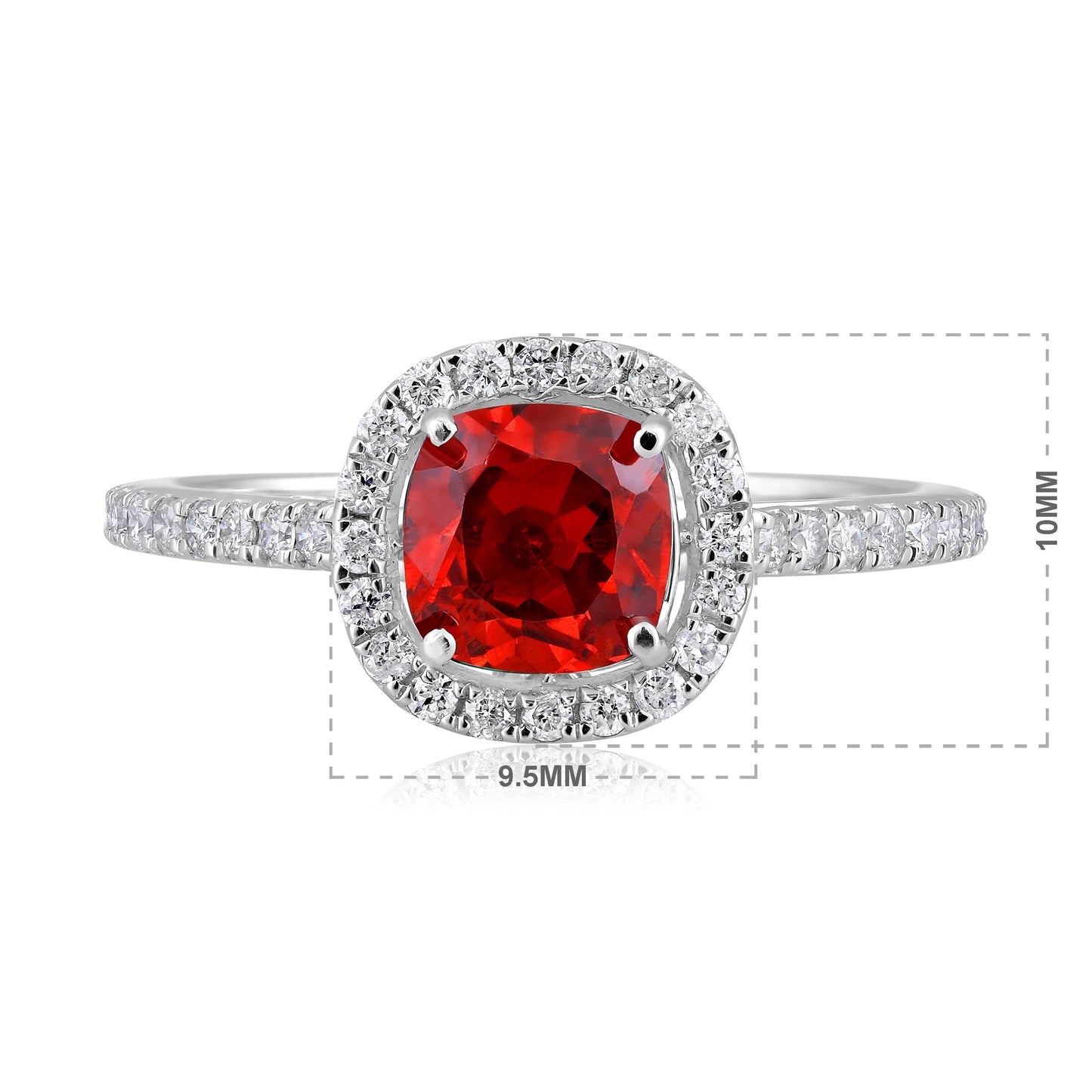 Solid Gold 2.3ct Natural Diamond w/ Garnet Cushion Ring