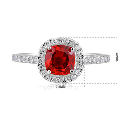 Solid Gold 2.3ct Natural Diamond w/ Garnet Cushion Ring