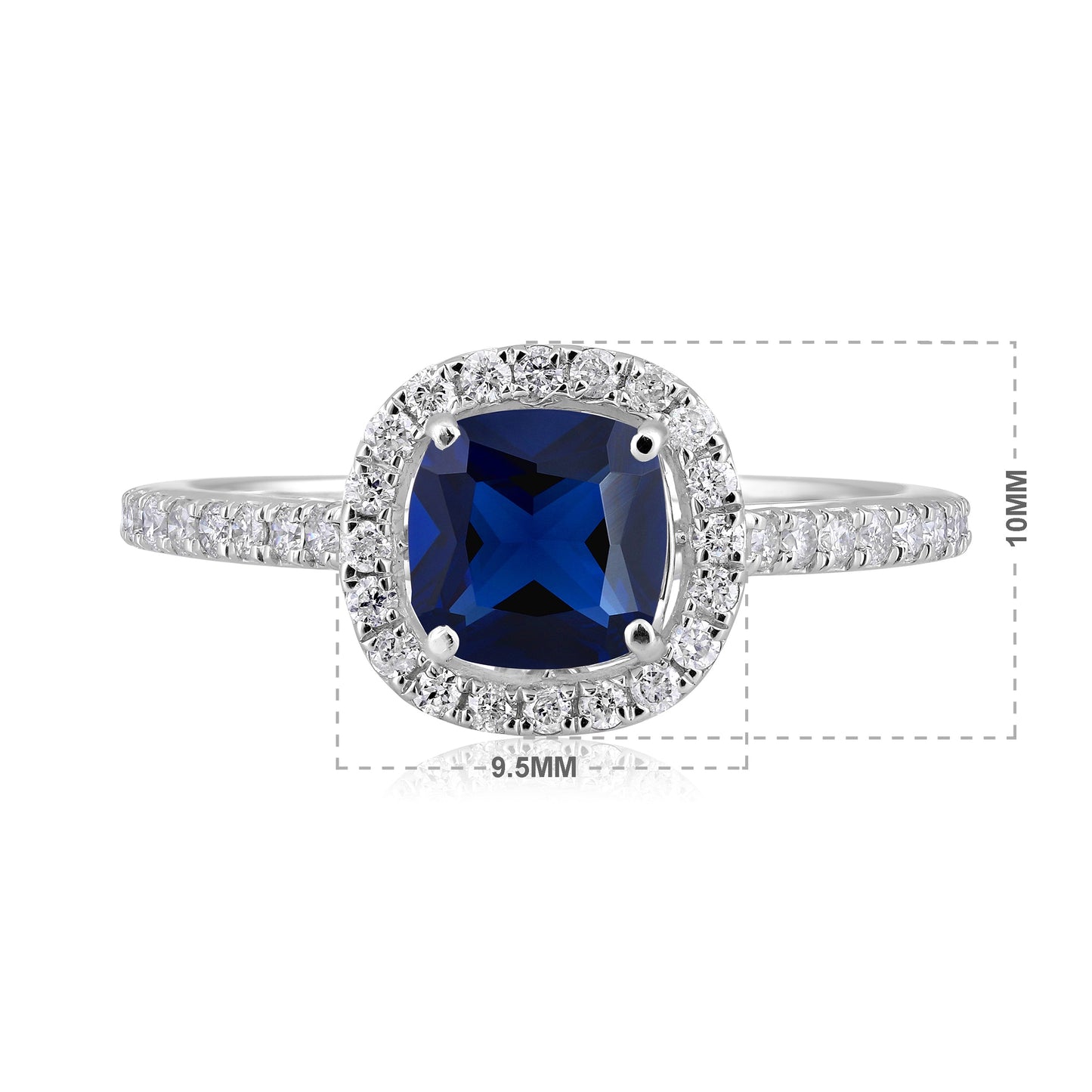Solid Gold 1.2ct Natural Diamond w/ Sapphire Cushion Ring