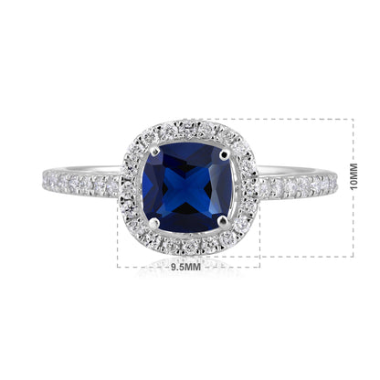 Solid Gold 1.2ct Natural Diamond w/ Sapphire Cushion Ring