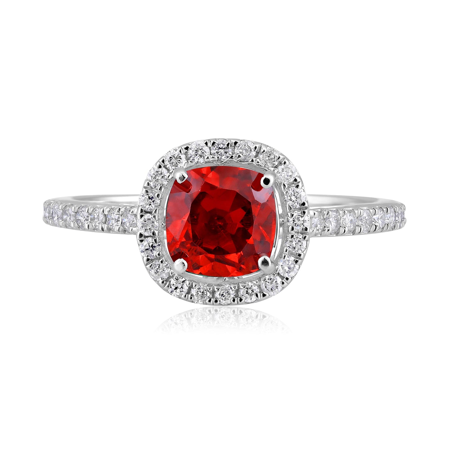 Solid Gold 2.3ct Natural Diamond w/ Garnet Cushion Ring