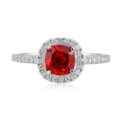 Solid Gold 2.3ct Natural Diamond w/ Garnet Cushion Ring