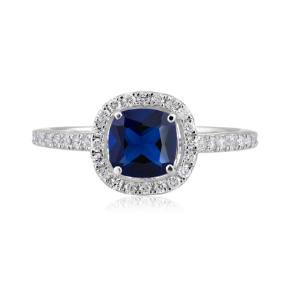 Solid Gold 1.2ct Natural Diamond w/ Sapphire Cushion Ring