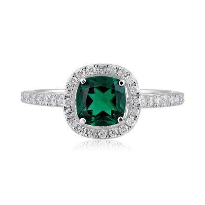Solid Gold 1.5ct Natural Diamond w/ Emerald Cushion Ring