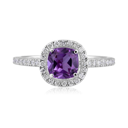 Solid Gold 1.7ct Natural Diamond w/ Alexandrite Cushion Ring