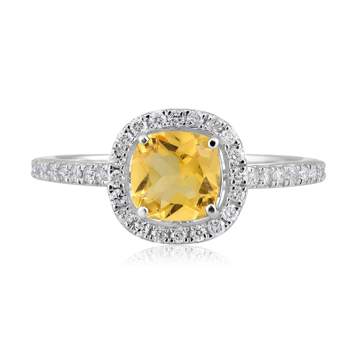 Solid Gold 1.3ct Natural Diamond w/ Citrine Cushion Ring