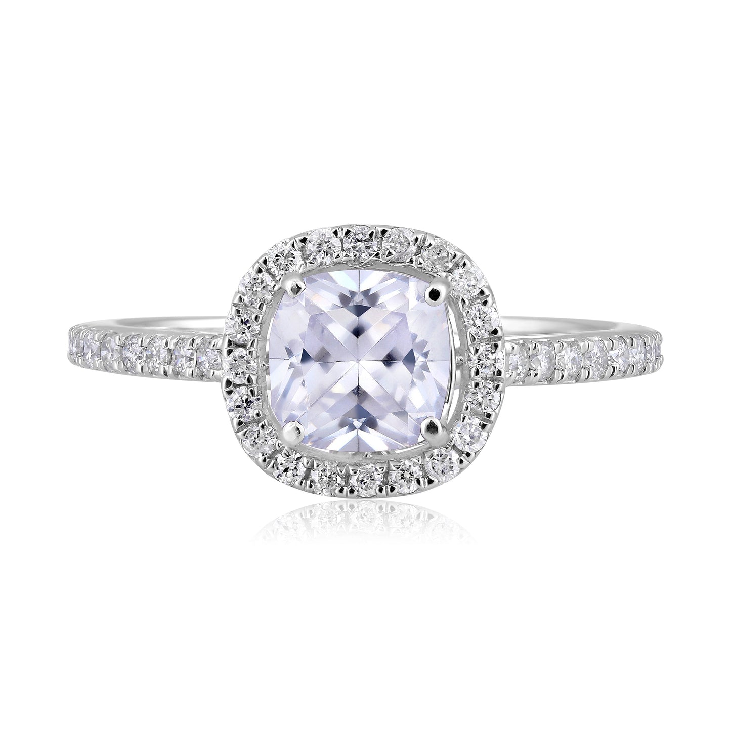 Solid Gold 2.2ct Natural Diamond w/ Cubic Zirconia April Cushion Ring
