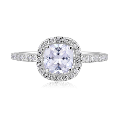 Solid Gold 2.2ct Natural Diamond w/ Cubic Zirconia April Cushion Ring
