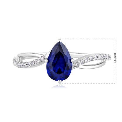 Solid Gold 1.25ct Natural Diamond w/ Tanzanite Pear Ring