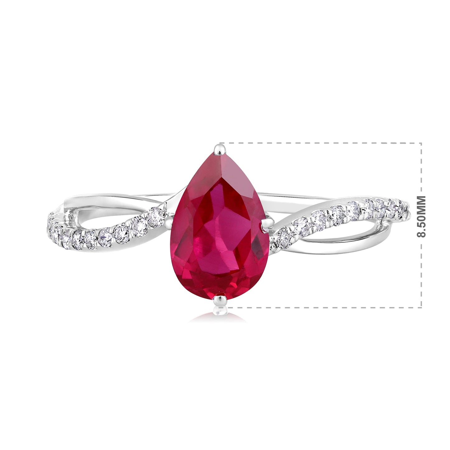 Solid Gold 1.4ct Natural Diamond w/ Ruby Pear Twist Ring