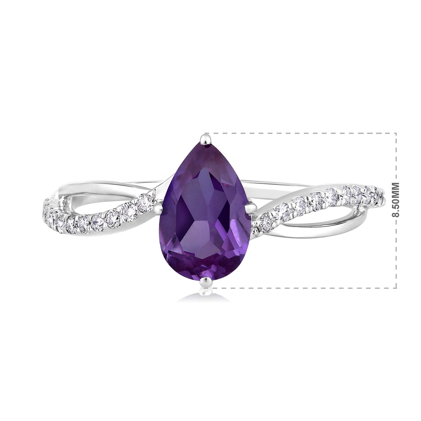Solid Gold 1.5ct Natural Diamond w/ Alexandrite June Pear Ring