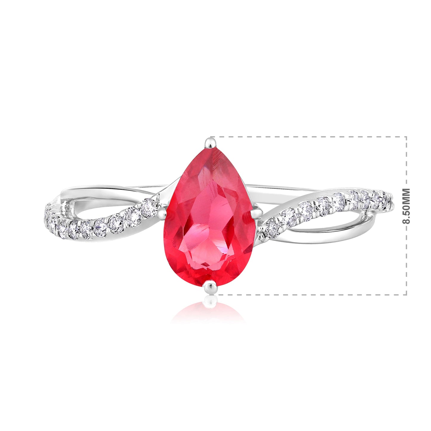 Solid Gold 1ct Natural Diamond w/ Tourmaline October Pear Ring