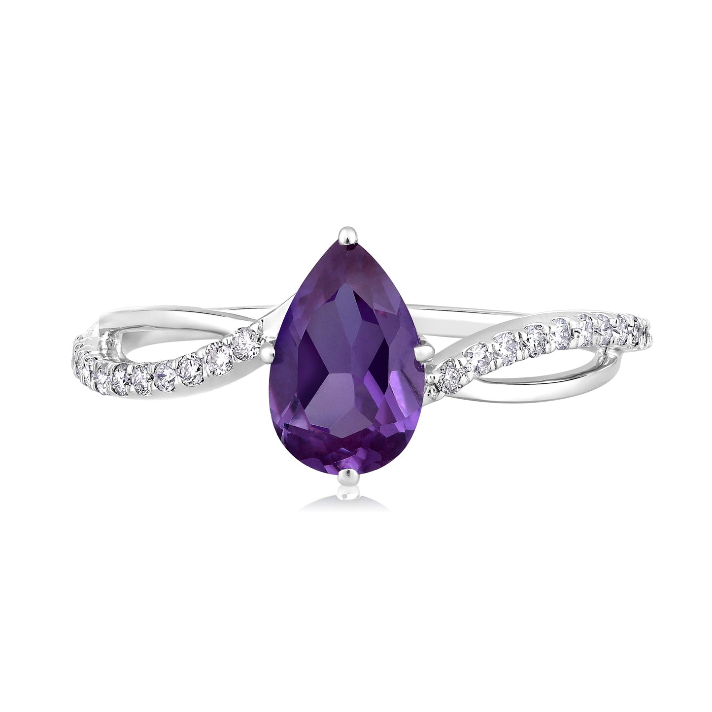 Solid Gold 1.5ct Natural Diamond w/ Alexandrite June Pear Ring