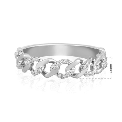 0.2ct Natural Diamond Solid Gold Link Cuban Band Ring