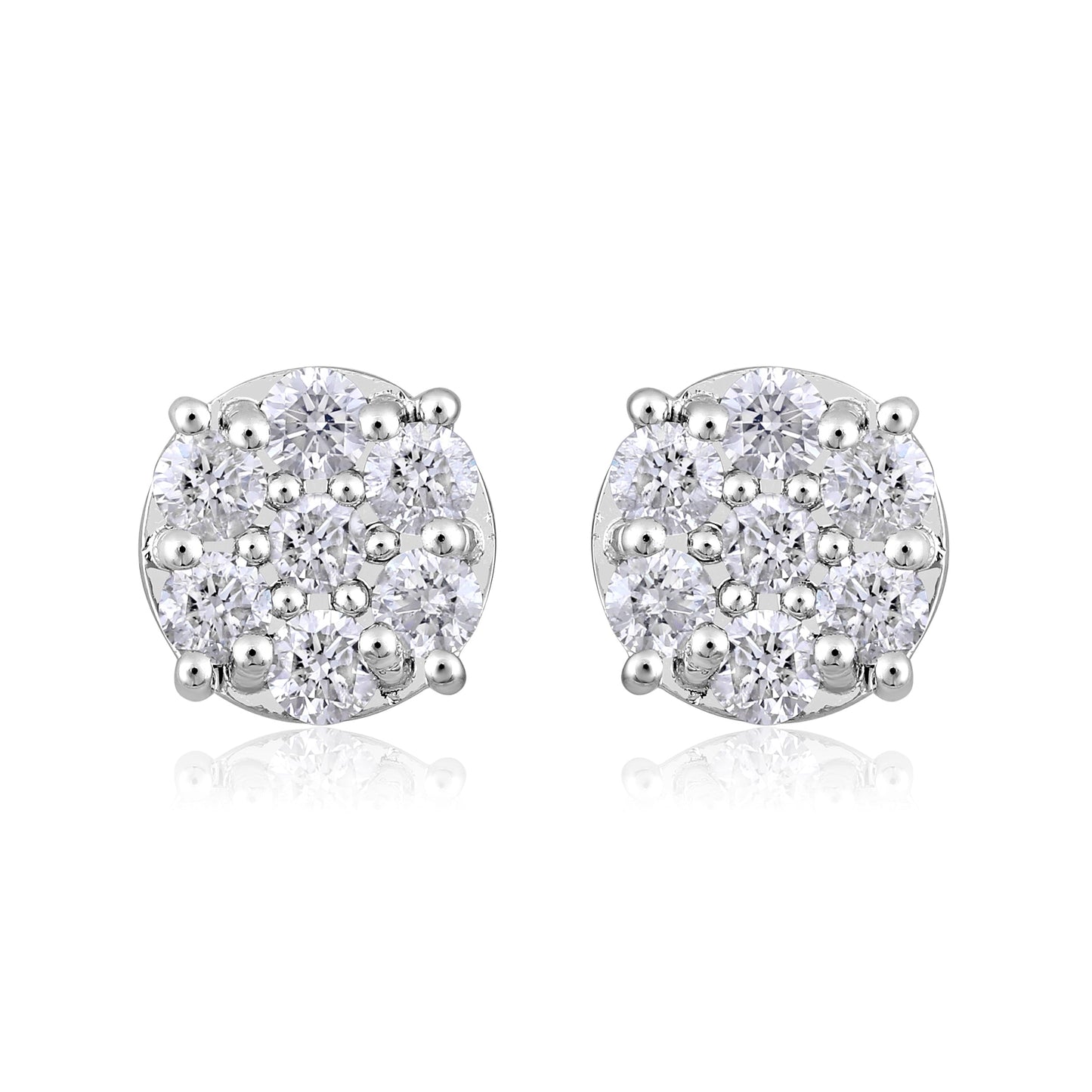 Solid Gold 0.5ct Natural Diamond Small 6.6mm Round Stud Earrings