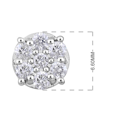 Solid Gold 0.5ct Natural Diamond Small 6.6mm Round Stud Earrings