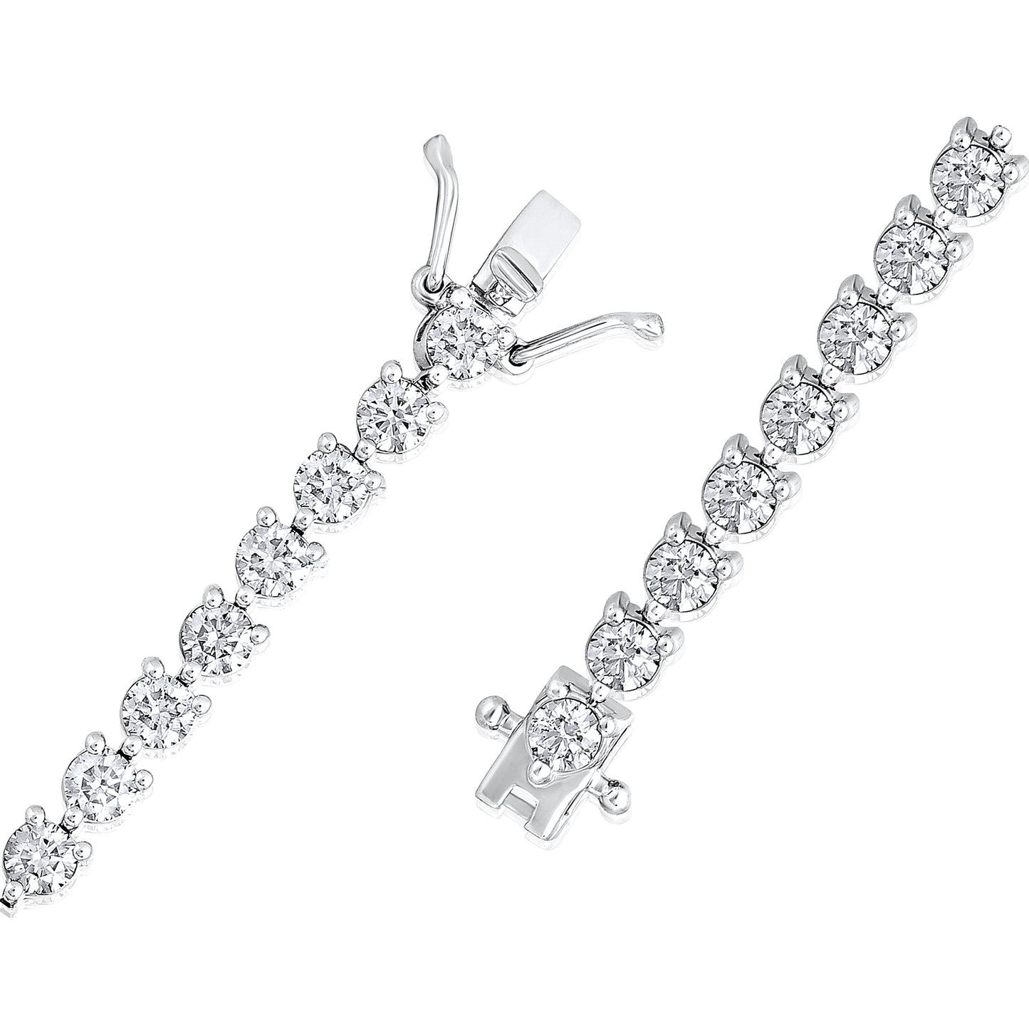 Solid Gold 5.2ct Natural Diamond 3.7mm 3 Prong Tennis Bracelet