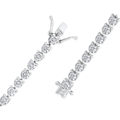 Solid Gold 5.2ct Natural Diamond 3.7mm 3 Prong Tennis Bracelet