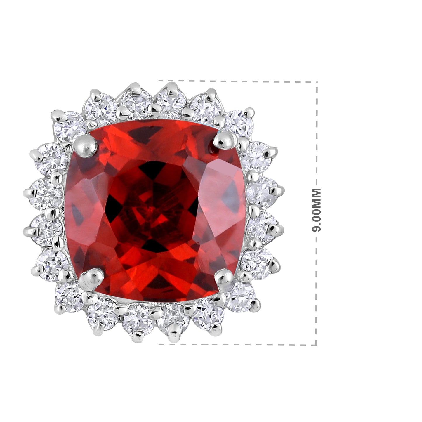 Solid Gold 2.3ct Natural Diamond w/ Garnet Cushion Pendant