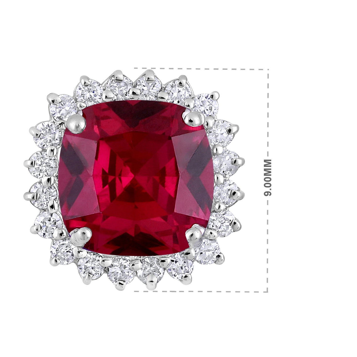 Solid Gold 1.3ct Natural Diamond w/ Ruby Cushion Pendant Only