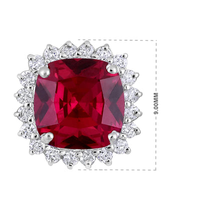 Solid Gold 1.3ct Natural Diamond w/ Ruby Cushion Pendant Only