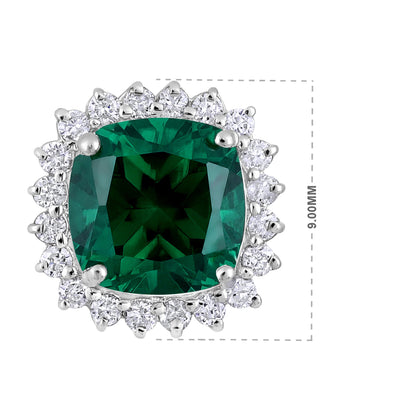 Solid Gold 1.3ct Natural Diamond w/ Emerald Cushion Pendant