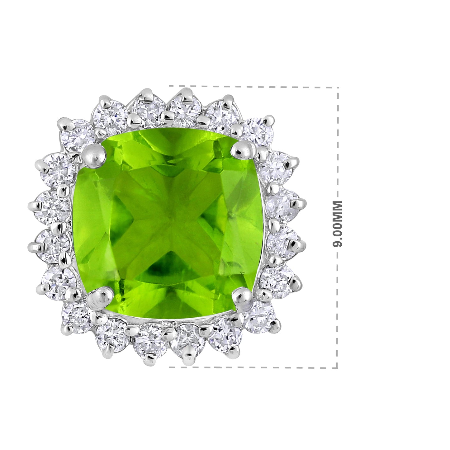 Solid Gold 1ct Natural Diamond w/ Peridot Cushion Pendant Only