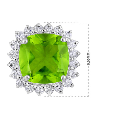 Solid Gold 1ct Natural Diamond w/ Peridot Cushion Pendant Only