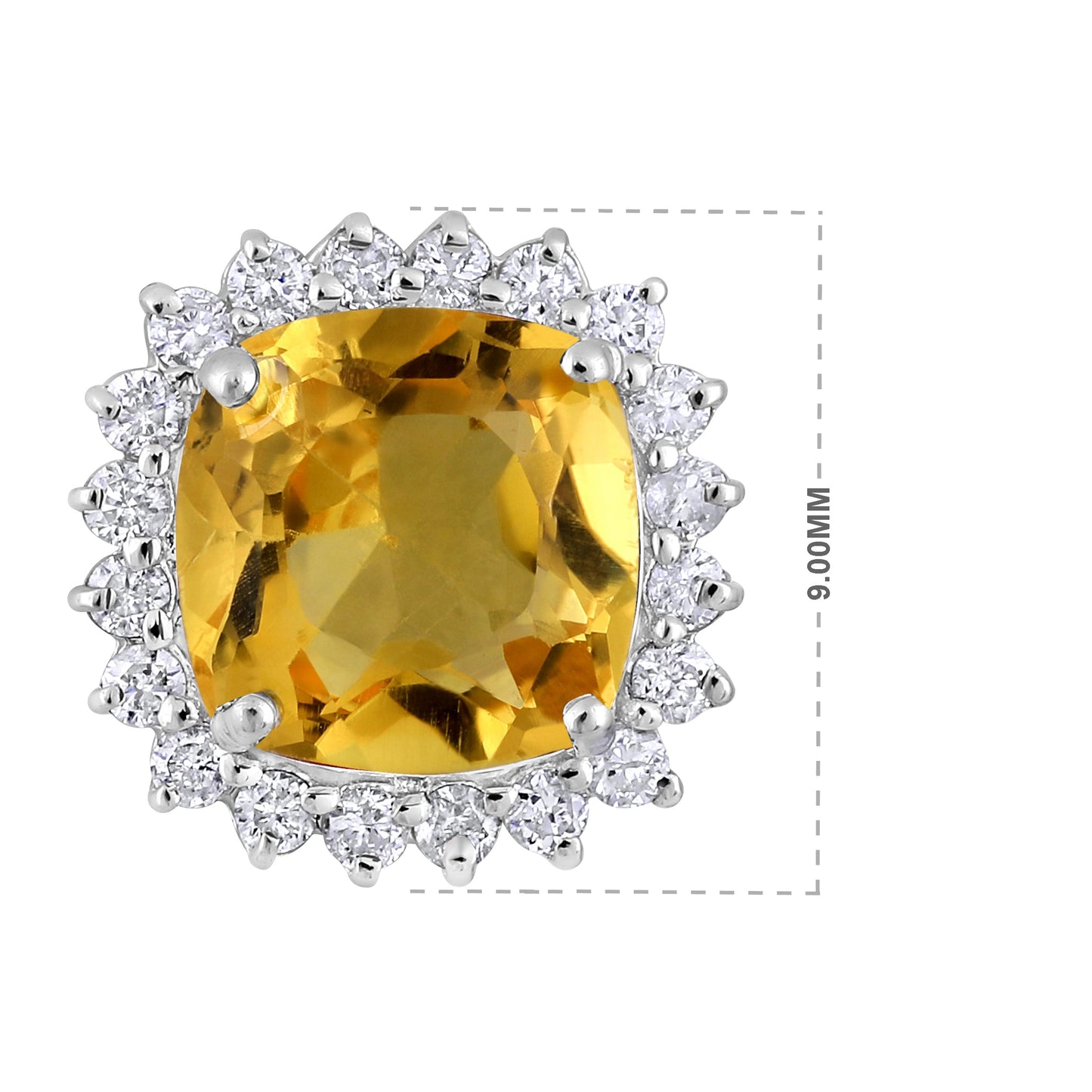 Solid Gold 1.14ct Natural Diamond w/ Citrine Cushion Pendant