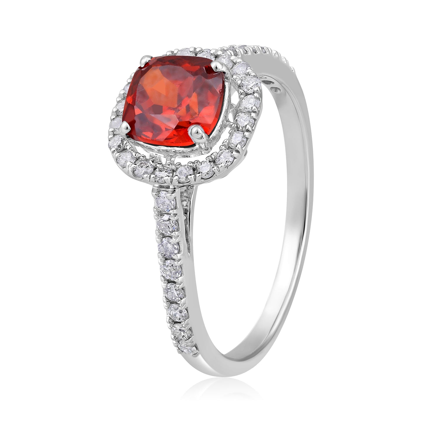 Solid Gold 2.3ct Natural Diamond w/ Garnet Cushion Ring
