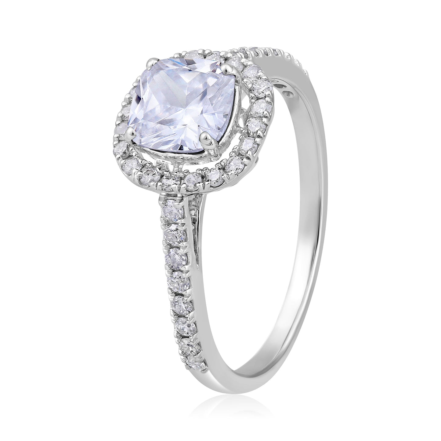 Solid Gold 2.2ct Natural Diamond w/ Cubic Zirconia April Cushion Ring