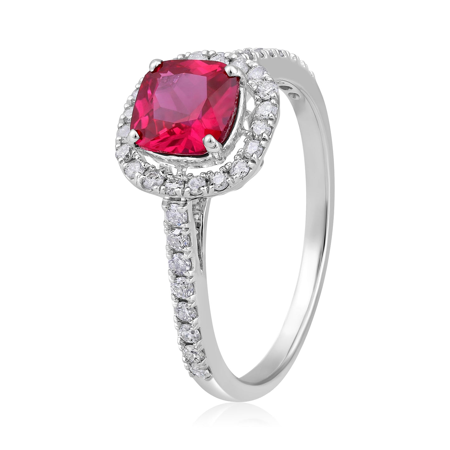Solid Gold 1.45ct Natural Diamond w/ Ruby Cushion Ring
