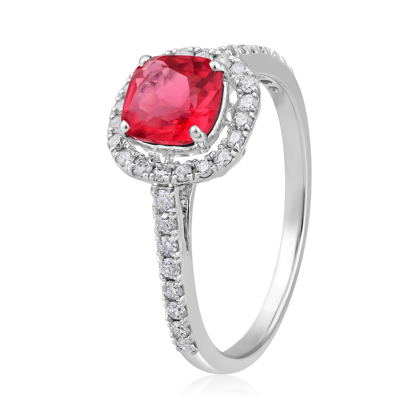 Solid Gold 1ct Natural Diamond w/ Tourmaline Cushion Ring